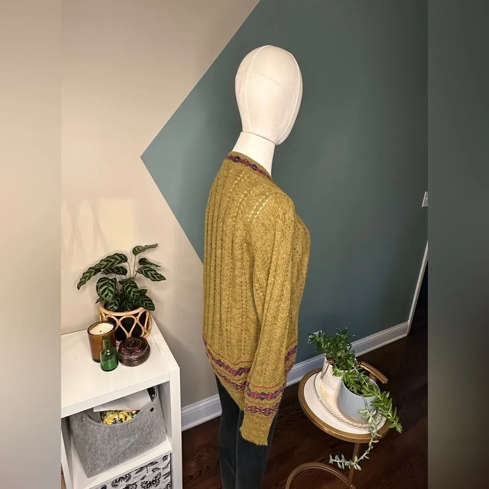 Vintage Episode Alpaca Wool Blend Cardigan Fair Isle Knit Cottagecore/Boho Sz M - Picture 3 of 10